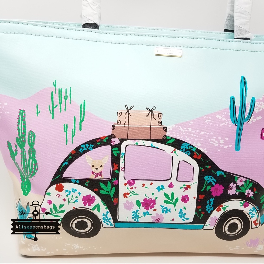Kate spade car Francis scenic route tote RARE blue - Picture 5 of 8